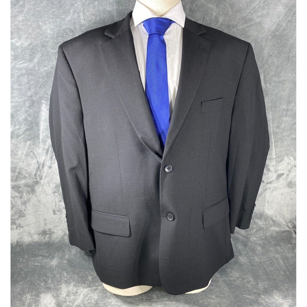 Oak Hill Blazer Mens 52 R Black 2 Button Sport‎ Coat Perfect Fit Business Career